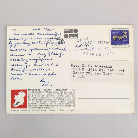 Muckross Estate, Killarney, Co Kerry Ireland John Hinde 1960s Postcard Lady - Picture 2 of 2